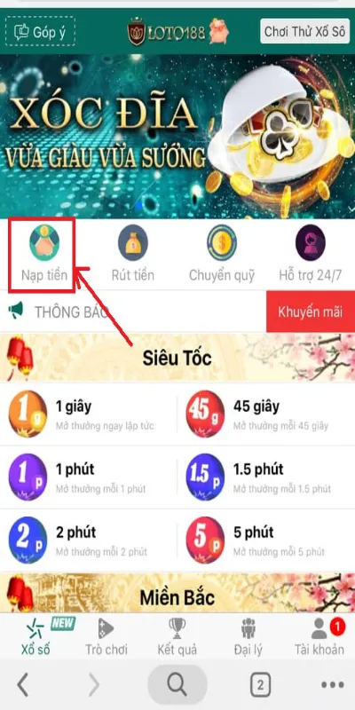 Nạp tiền Loto188 bằng thành toán trực tuyến